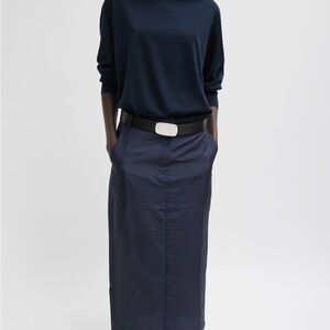 Tibi crispy nylon maxi skirt, navy, size 6